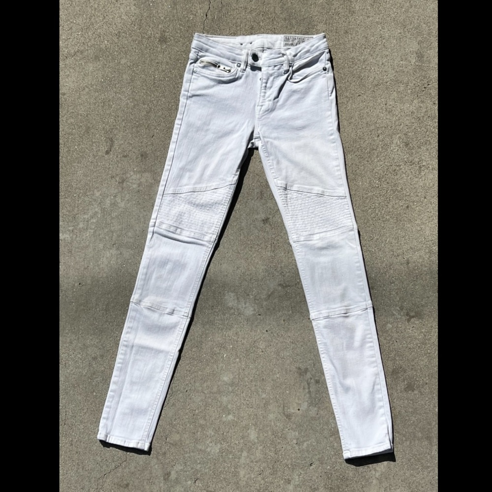 All Saints - Size 26 - White Biker Style Skinny Jeans